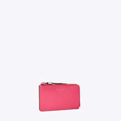 Tory Burch Romy Zip Card Case In Pink
