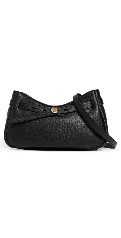 Tory Burch Romy Zip Top Leather Crossbody Bag In Black