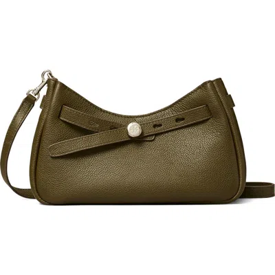 Tory Burch Romy Zip Top Leather Crossbody Bag In Green