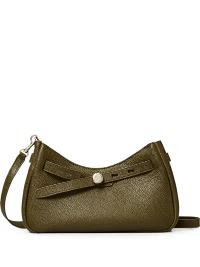Tory Burch Romy Zip Top Leather Crossbody Bag In Green
