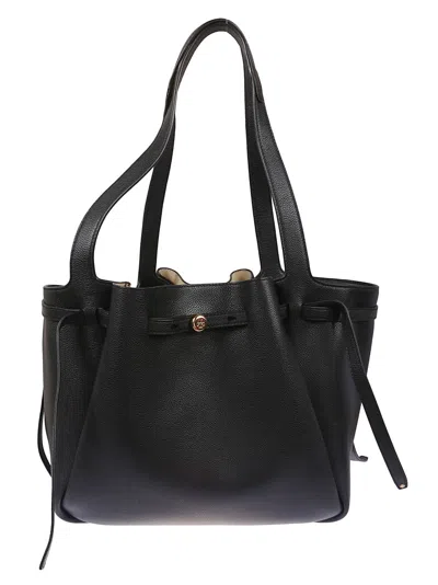 Tory Burch Roomy Spacious Leather Tote In Black