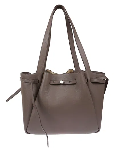 Tory Burch Roomy Spacious Leather Tote In Gray