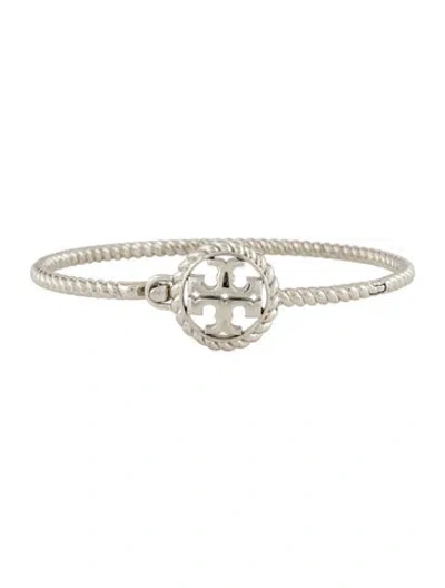 Pre-owned Tory Burch Rope Logo Hinged Cuff Bracelet, 7" In Multi