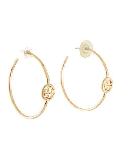Pre-owned Tory Burch Rope Logo Hoop Earrings In Multi