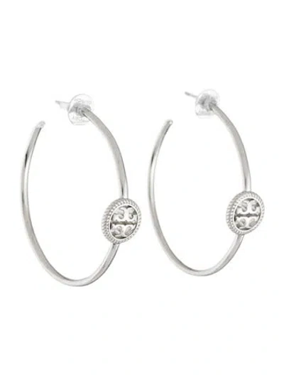 Pre-owned Tory Burch Rope Logo Hoop Earrings In Multicolor