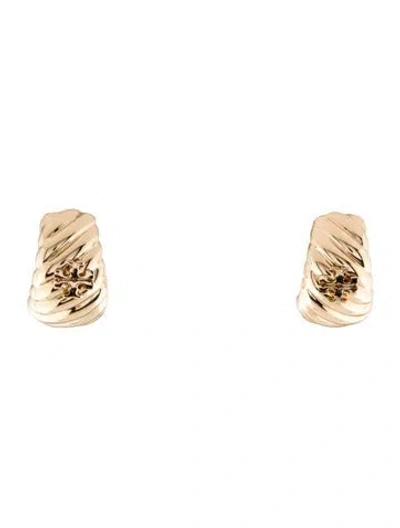 Pre-owned Tory Burch Rope Logo Huggie Earrings In Multi