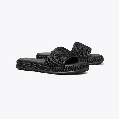 Tory Burch Rope Platform Slide In Black