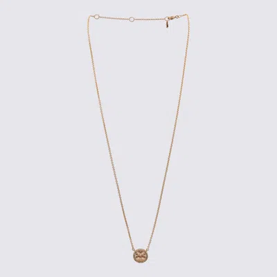 Tory Burch Rose Gold Metal Necklace In Rose Gold / Crystal