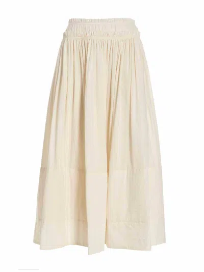 Tory Burch Layered Cotton-gauze Midi Skirt In Beige