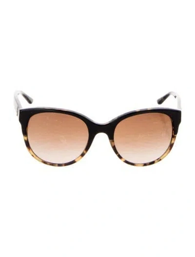 Pre-owned Tory Burch Round Gradient Sunglasses In Black