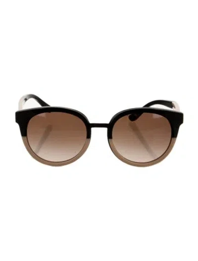 Pre-owned Tory Burch Round Gradient Sunglasses In Black