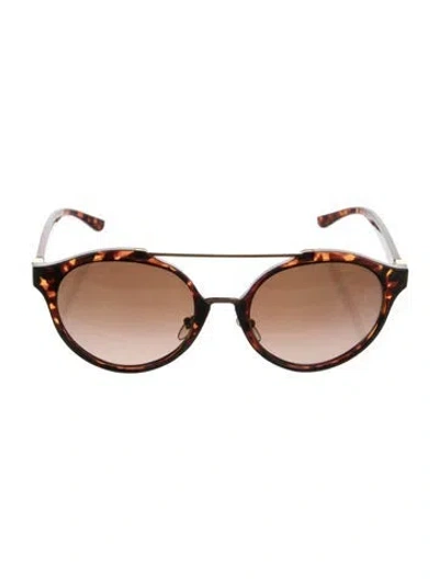 Pre-owned Tory Burch Round Gradient Sunglasses In Brown