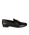 Tory Burch 'eleonor' Black Slip-on Loafers With Double T In Black