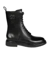 Tory Burch Leather Double-t Combat Booties With Inner Zip In Black