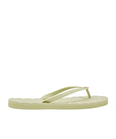 Tory Burch Round-headed Flip-flops In Pistatchio Green