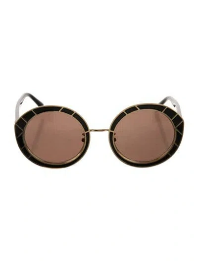 Pre-owned Tory Burch Round Mirrored Sunglasses In Multi