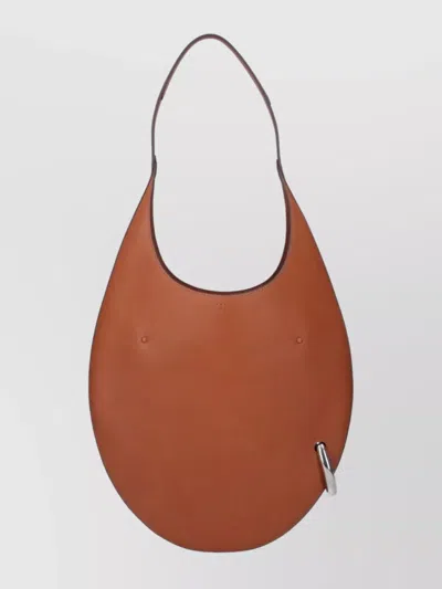 Tory Burch Round Shoulder Bag Metal Ring Detail In Brown