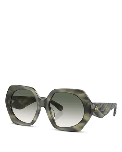 Tory Burch Women's Kira 55mm Oversized Geometric Sunglasses In Green Horn