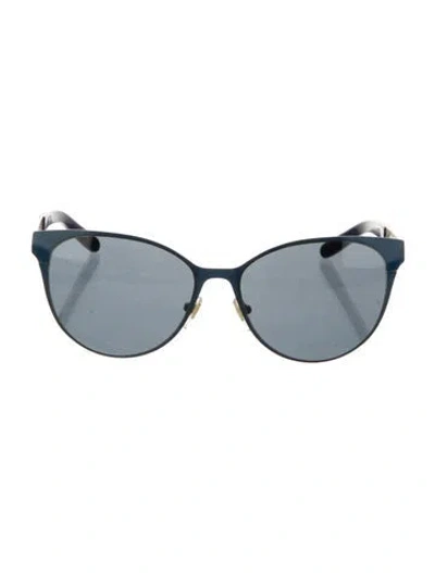 Pre-owned Tory Burch Round Tinted Sunglasses In Blue