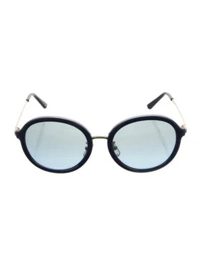Pre-owned Tory Burch Round Tinted Sunglasses In Blue