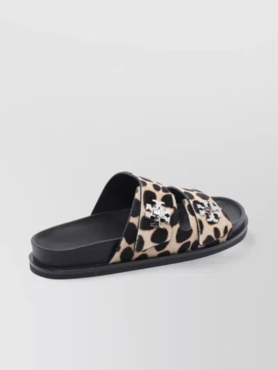 Tory Burch Round Toe Double Strap Animal Print Sandals In Neutral