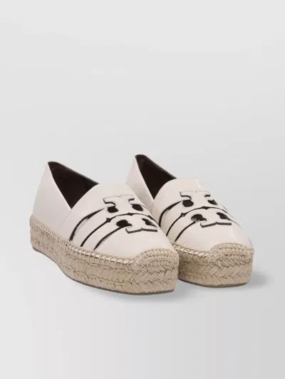 Tory Burch Round Toe Embroidered Espadrille Flat Sole In Neutral