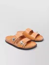 Tory Burch Round Toe Leather Dual Strap Sandals In Multi