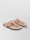 Tory Burch Round Toe Leather Flat Sandals