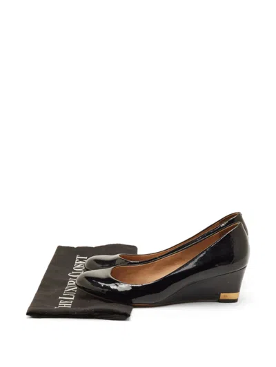 Pre-owned Tory Burch Round-toe Wedge Pumps In Black
