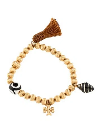 Pre-owned Tory Burch Roxanne Beaded Tassel Bracelet, 6.25" In Multicolor