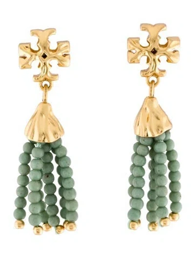 Pre-owned Tory Burch Roxanne Beaded Tassel Drop Earrings In Multi