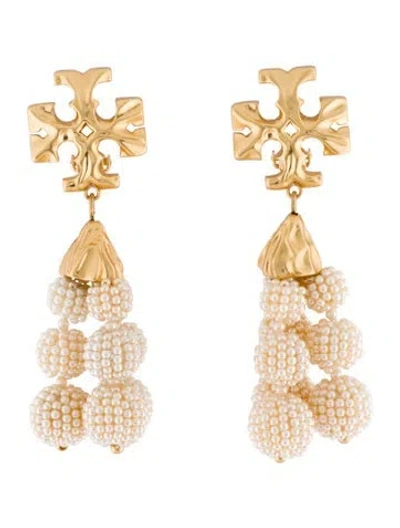 Pre-owned Tory Burch Roxanne Beaded Tassel Earrings In Multi