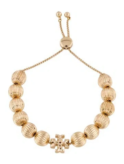 Pre-owned Tory Burch Roxanne Fluted Bead Slider Adjustable Bracelet W/ Tags, 8.75" In Multi
