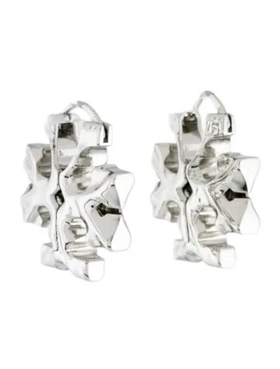 Pre-owned Tory Burch Roxanne Hidden Latch Hoop Earrings In Multicolor