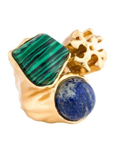 Pre-owned Tory Burch Roxanne Semiprecious Statement Cocktail Ring In Multi