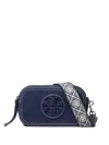 Tory Burch Mini Miller T Monogram Denim Crossbody Bag In Blue