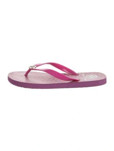 Pre-owned Tory Burch Rubber Animal Print Flip Flops In Pink