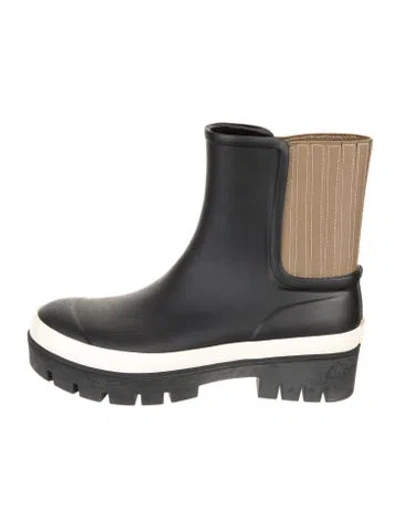 Pre-owned Tory Burch Rubber Chelsea Boots In Black/brown