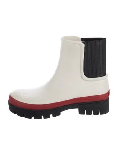Pre-owned Tory Burch Rubber Chelsea Boots In White