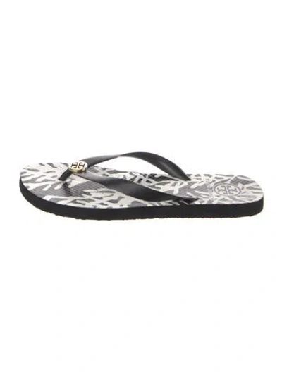 Pre-owned Tory Burch Rubber Flip Flops In Black