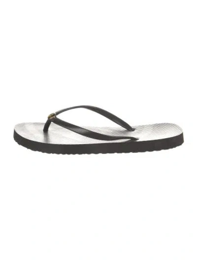 Pre-owned Tory Burch Rubber Flip Flops In Black