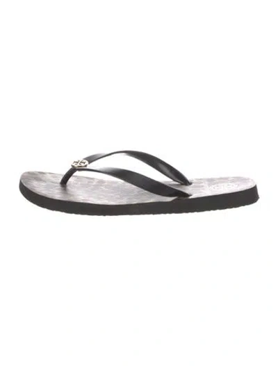 Pre-owned Tory Burch Rubber Flip Flops In Black