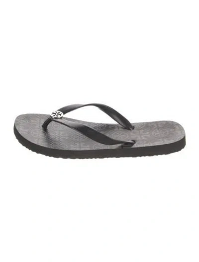 Pre-owned Tory Burch Rubber Flip Flops In Black