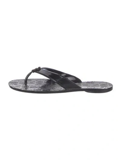 Pre-owned Tory Burch Rubber Flip Flops In Black