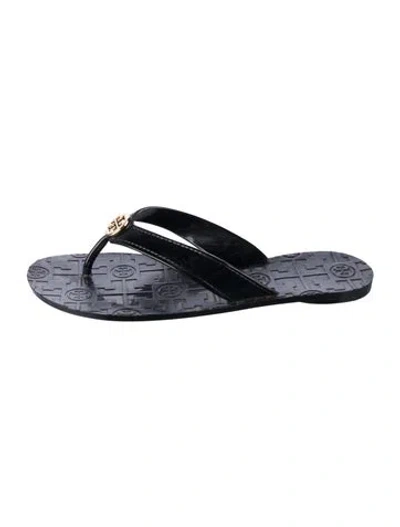 Pre-owned Tory Burch Rubber Flip Flops In Black