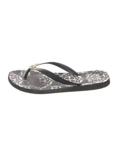 Pre-owned Tory Burch Rubber Flip Flops In Black