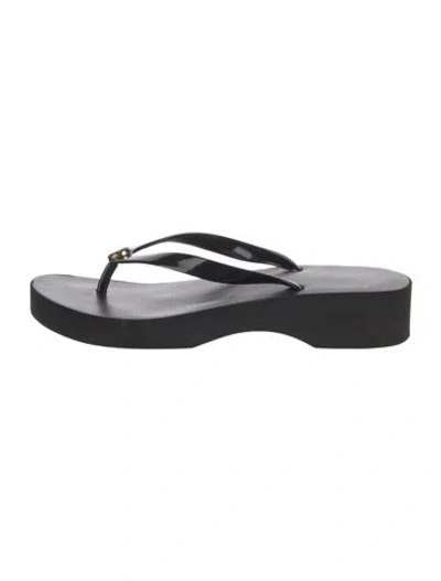 Pre-owned Tory Burch Rubber Flip Flops In Black
