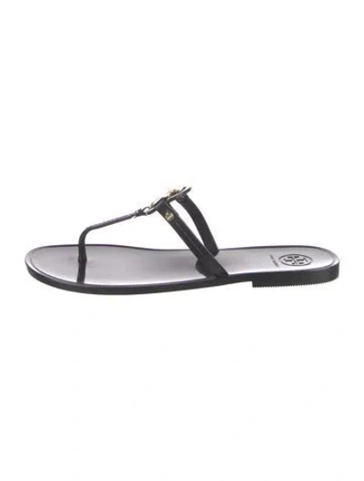 Pre-owned Tory Burch Rubber Flip Flops In Black