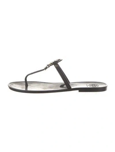 Pre-owned Tory Burch Rubber Flip Flops In Black