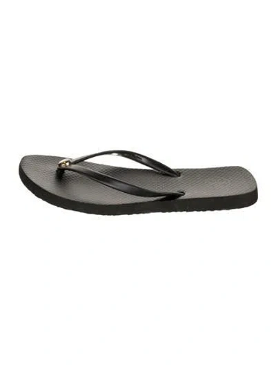 Pre-owned Tory Burch Rubber Flip Flops In Black